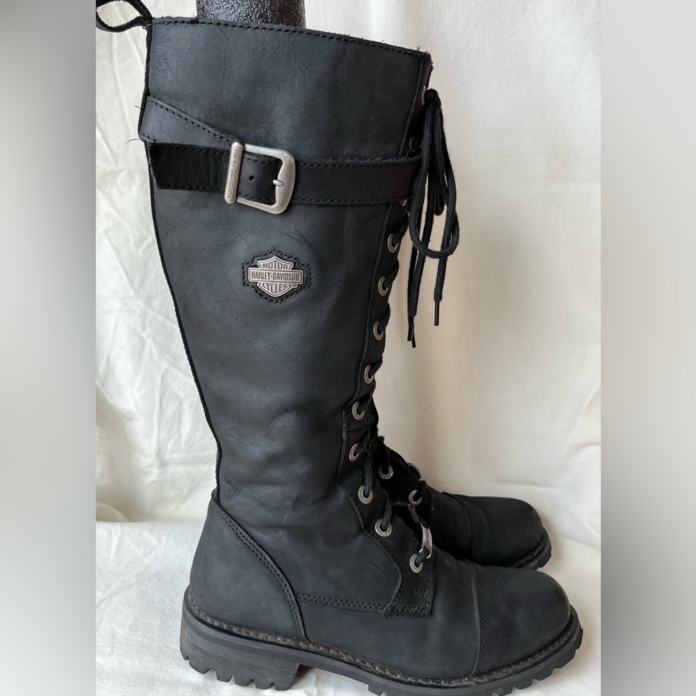 Harley Davidson Tall Leather Lace Up Boots Size 8 1/2